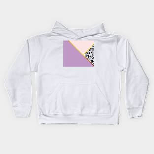 Copy of Abstract black and white leopard print, color blocking purple Kids Hoodie